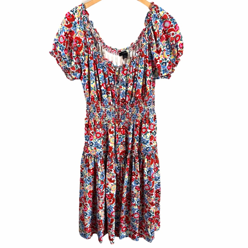 J.Crew Farmers Market Print Smocked-Waist Dress Size 8
